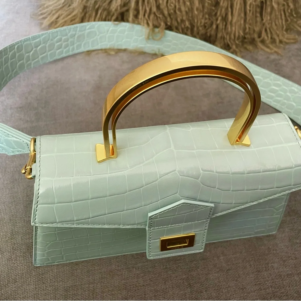 Apede Mod Mint Green Croc-Embossed Satchel - Picture 7 of 10